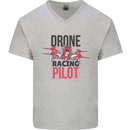 Drone Racing Pilot Mens V-Neck Cotton T-Shirt Sports Grey