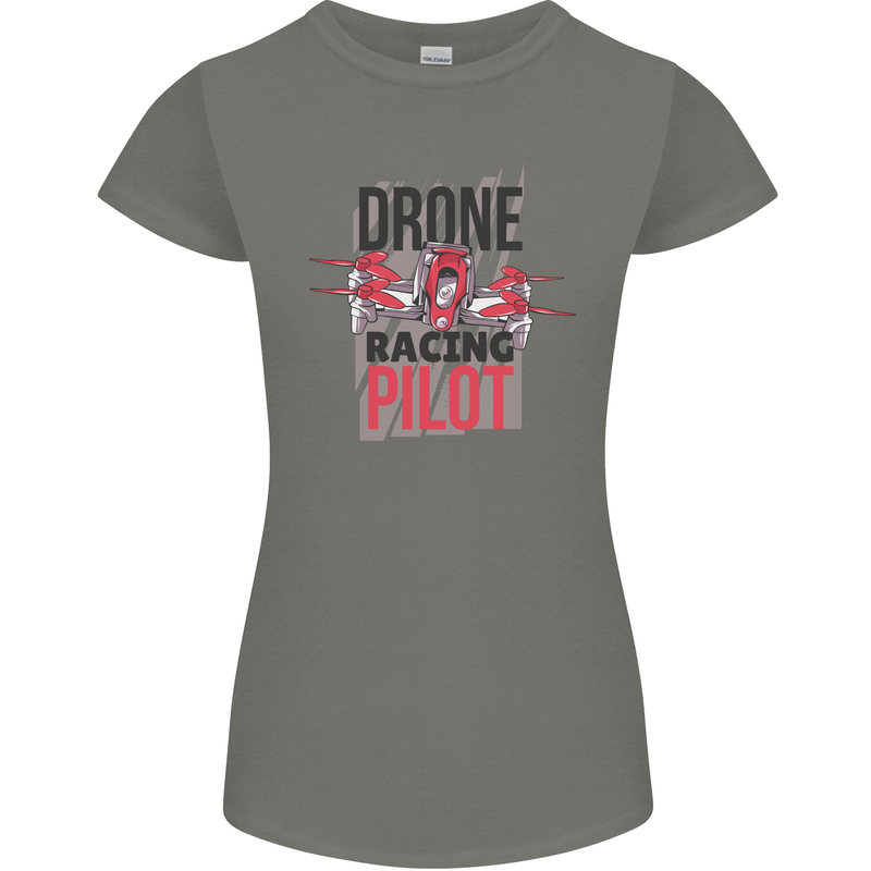 Drone Racing Pilot Womens Petite Cut T-Shirt Charcoal