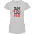 Drone Racing Pilot Womens Petite Cut T-Shirt Sports Grey