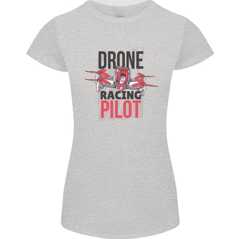 Drone Racing Pilot Womens Petite Cut T-Shirt Sports Grey