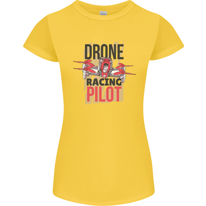 Drone Racing Pilot Womens Petite Cut T-Shirt Yellow