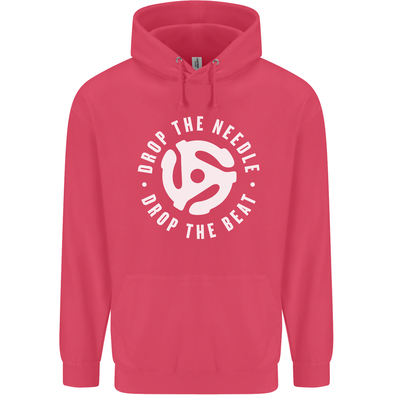 Drop the Needle DJ Turntable Decks Vinyl Childrens Kids Hoodie Heliconia