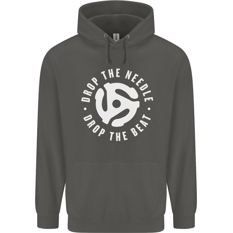 Drop the Needle DJ Turntable Decks Vinyl Childrens Kids Hoodie Storm Grey