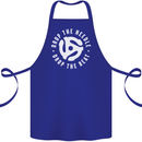 Drop the Needle DJ Turntable Decks Vinyl Cotton Apron 100% Organic Royal Blue