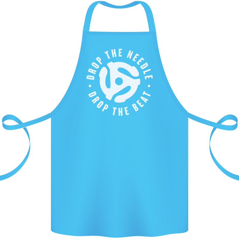 Drop the Needle DJ Turntable Decks Vinyl Cotton Apron 100% Organic Turquoise