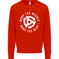 Drop the Needle DJ Turntable Decks Vinyl Kids Sweatshirt Jumper Bright Red
