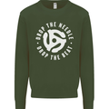 Drop the Needle DJ Turntable Decks Vinyl Kids Sweatshirt Jumper Forest Green