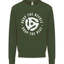 Drop the Needle DJ Turntable Decks Vinyl Kids Sweatshirt Jumper Forest Green