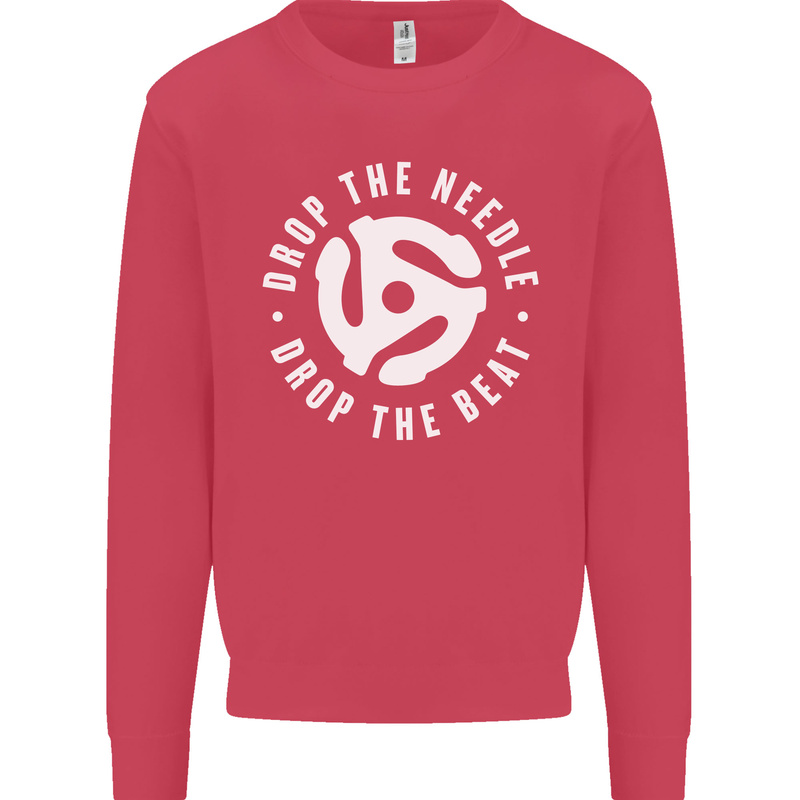 Drop the Needle DJ Turntable Decks Vinyl Kids Sweatshirt Jumper Heliconia