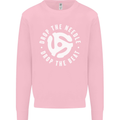 Drop the Needle DJ Turntable Decks Vinyl Kids Sweatshirt Jumper Light Pink