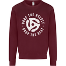 Drop the Needle DJ Turntable Decks Vinyl Kids Sweatshirt Jumper Maroon