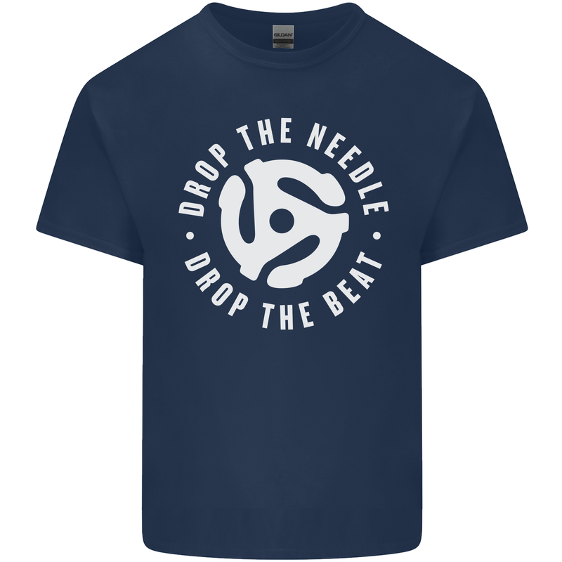 Drop the Needle DJ Turntable Decks Vinyl Kids T-Shirt Childrens Navy Blue