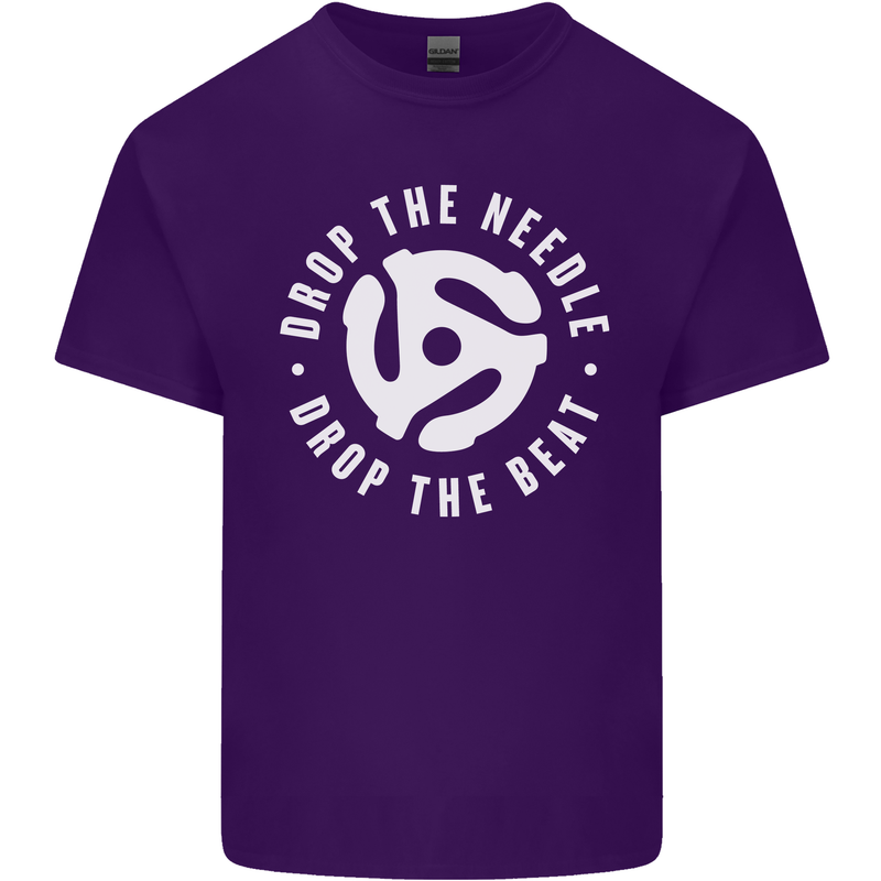 Drop the Needle DJ Turntable Decks Vinyl Mens Cotton T-Shirt Tee Top Purple