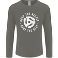 Drop the Needle DJ Turntable Decks Vinyl Mens Long Sleeve T-Shirt Charcoal