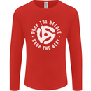 Drop the Needle DJ Turntable Decks Vinyl Mens Long Sleeve T-Shirt Red