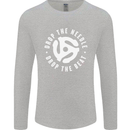 Drop the Needle DJ Turntable Decks Vinyl Mens Long Sleeve T-Shirt Sports Grey