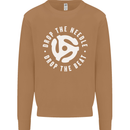 Drop the Needle DJ Turntable Decks Vinyl Mens Sweatshirt Jumper Caramel Latte