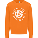 Drop the Needle DJ Turntable Decks Vinyl Mens Sweatshirt Jumper Orange