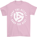 Drop the Needle DJ Turntable Decks Vinyl Mens T-Shirt Cotton Gildan Light Pink