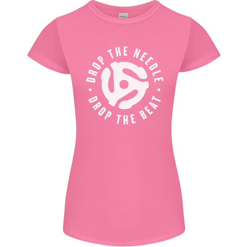 Drop the Needle DJ Turntable Decks Vinyl Womens Petite Cut T-Shirt Azalea