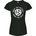 Drop the Needle DJ Turntable Decks Vinyl Womens Petite Cut T-Shirt Black
