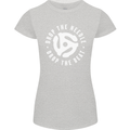 Drop the Needle DJ Turntable Decks Vinyl Womens Petite Cut T-Shirt Sports Grey
