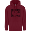 Drum Kit Barcode Drummer Drumming Childrens Kids Hoodie Maroon