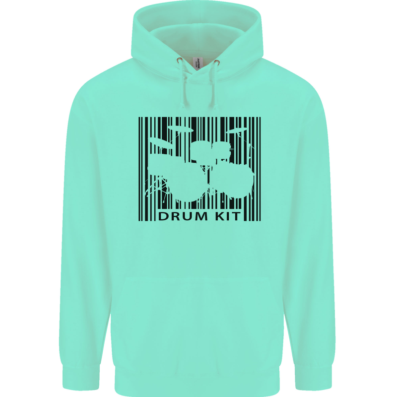 Drum Kit Barcode Drummer Drumming Childrens Kids Hoodie Peppermint