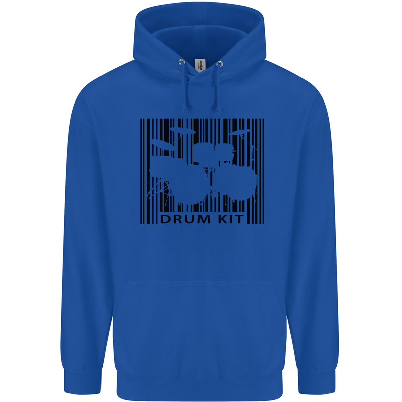 Drum Kit Barcode Drummer Drumming Childrens Kids Hoodie Royal Blue
