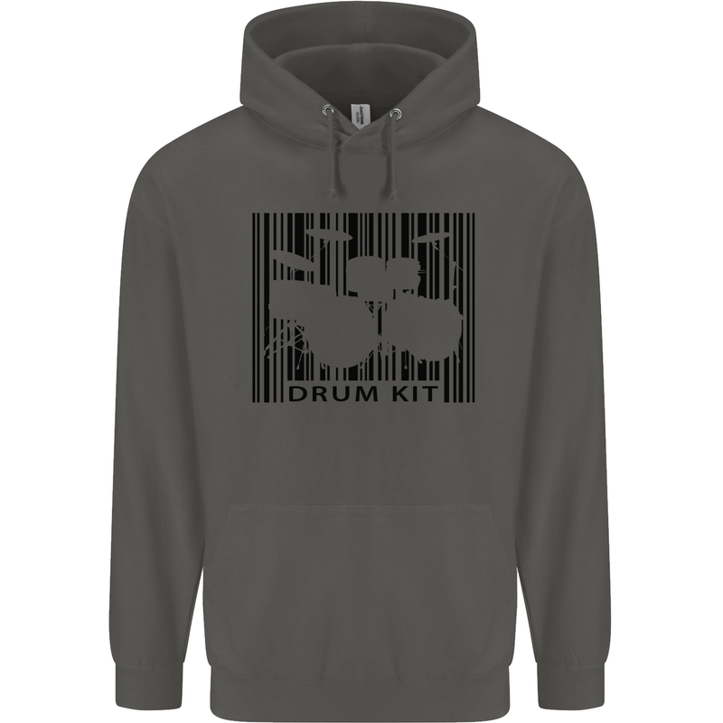 Drum Kit Barcode Drummer Drumming Childrens Kids Hoodie Storm Grey