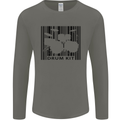 Drum Kit Barcode Drummer Drumming Mens Long Sleeve T-Shirt Charcoal