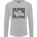 Drum Kit Barcode Drummer Drumming Mens Long Sleeve T-Shirt Sports Grey