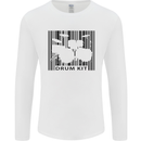 Drum Kit Barcode Drummer Drumming Mens Long Sleeve T-Shirt White