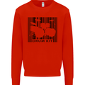 Drum Kit Barcode Drummer Drumming Mens Sweatshirt Jumper Bright Red