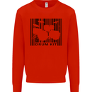 Drum Kit Barcode Drummer Drumming Mens Sweatshirt Jumper Bright Red