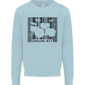 Drum Kit Barcode Drummer Drumming Mens Sweatshirt Jumper Light Blue
