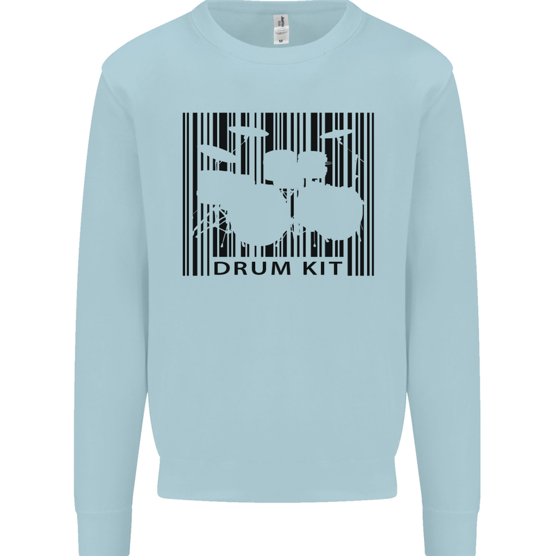 Drum Kit Barcode Drummer Drumming Mens Sweatshirt Jumper Light Blue