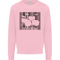 Drum Kit Barcode Drummer Drumming Mens Sweatshirt Jumper Light Pink