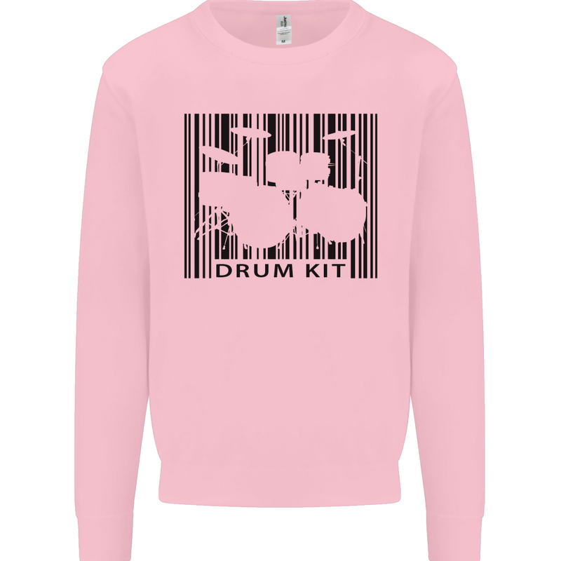 Drum Kit Barcode Drummer Drumming Mens Sweatshirt Jumper Light Pink