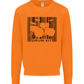 Drum Kit Barcode Drummer Drumming Mens Sweatshirt Jumper Orange