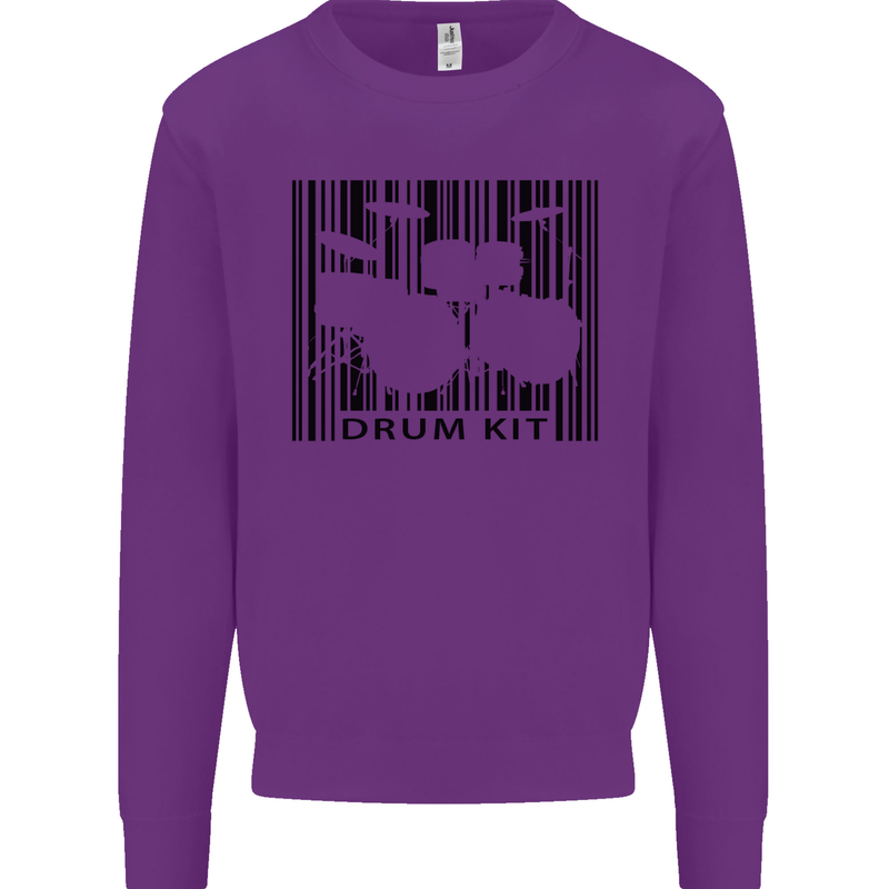 Drum Kit Barcode Drummer Drumming Mens Sweatshirt Jumper Purple