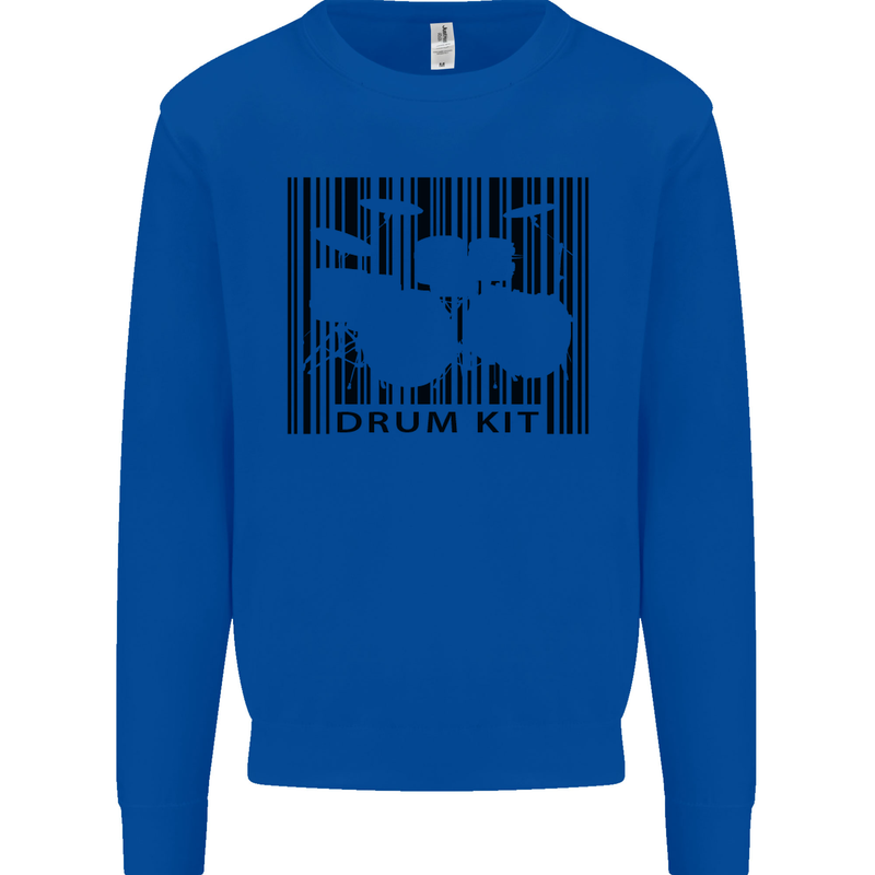 Drum Kit Barcode Drummer Drumming Mens Sweatshirt Jumper Royal Blue