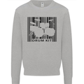 Drum Kit Barcode Drummer Drumming Mens Sweatshirt Jumper Sports Grey