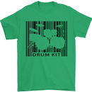 Drum Kit Barcode Drummer Drumming Mens T-Shirt Cotton Gildan Irish Green
