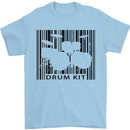 Drum Kit Barcode Drummer Drumming Mens T-Shirt Cotton Gildan Light Blue