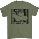 Drum Kit Barcode Drummer Drumming Mens T-Shirt Cotton Gildan Military Green