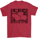 Drum Kit Barcode Drummer Drumming Mens T-Shirt Cotton Gildan Red