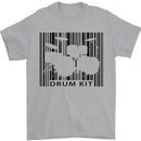 Drum Kit Barcode Drummer Drumming Mens T-Shirt Cotton Gildan Sports Grey