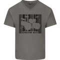 Drum Kit Barcode Drummer Drumming Mens V-Neck Cotton T-Shirt Charcoal