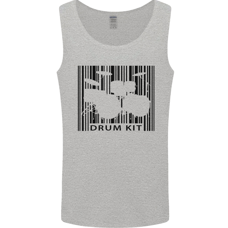 Drum Kit Barcode Drummer Drumming Mens Vest Tank Top Sports Grey